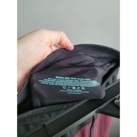 Tommy John Lounge Henley Medium Blue Black Maroon Thermal/cotton Jogger Set XS - Picture 8 of 8